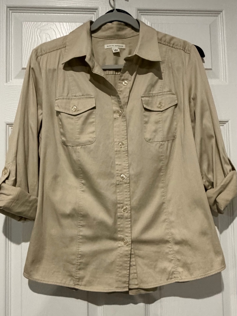 Banana Republic Women's Tan Button-Front Utility Shirt